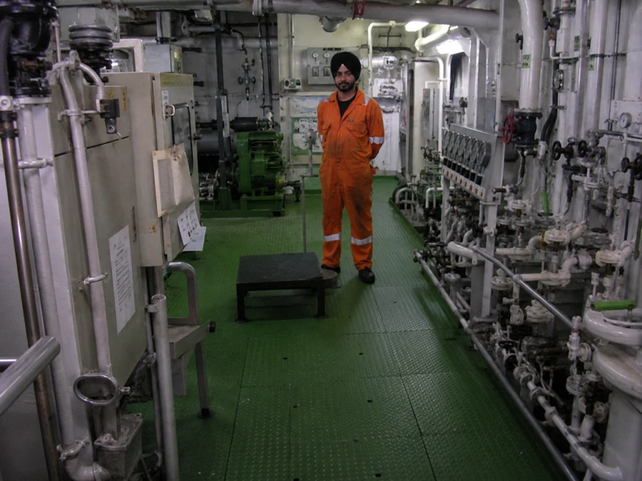 Chief Engineer Paramveer. Engine-room portrait supplied to ANCHOR.